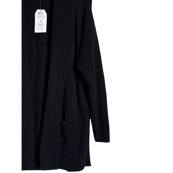 Time and Tru Women's Open Front Shawl Collar Cozy Cardigan Size XL Black NWT - Picture 3 of 8